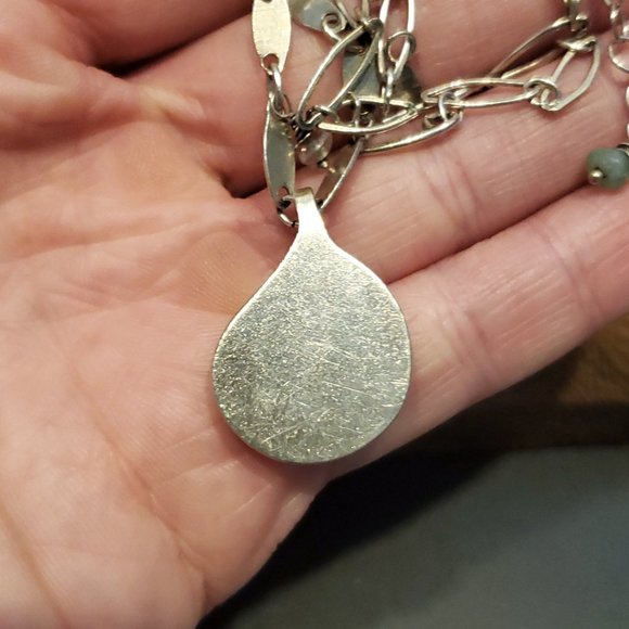 22 Inch 925 Sterling Silver Unique Odd Floral Rustic Pendant Necklace - Picture 4 of 7